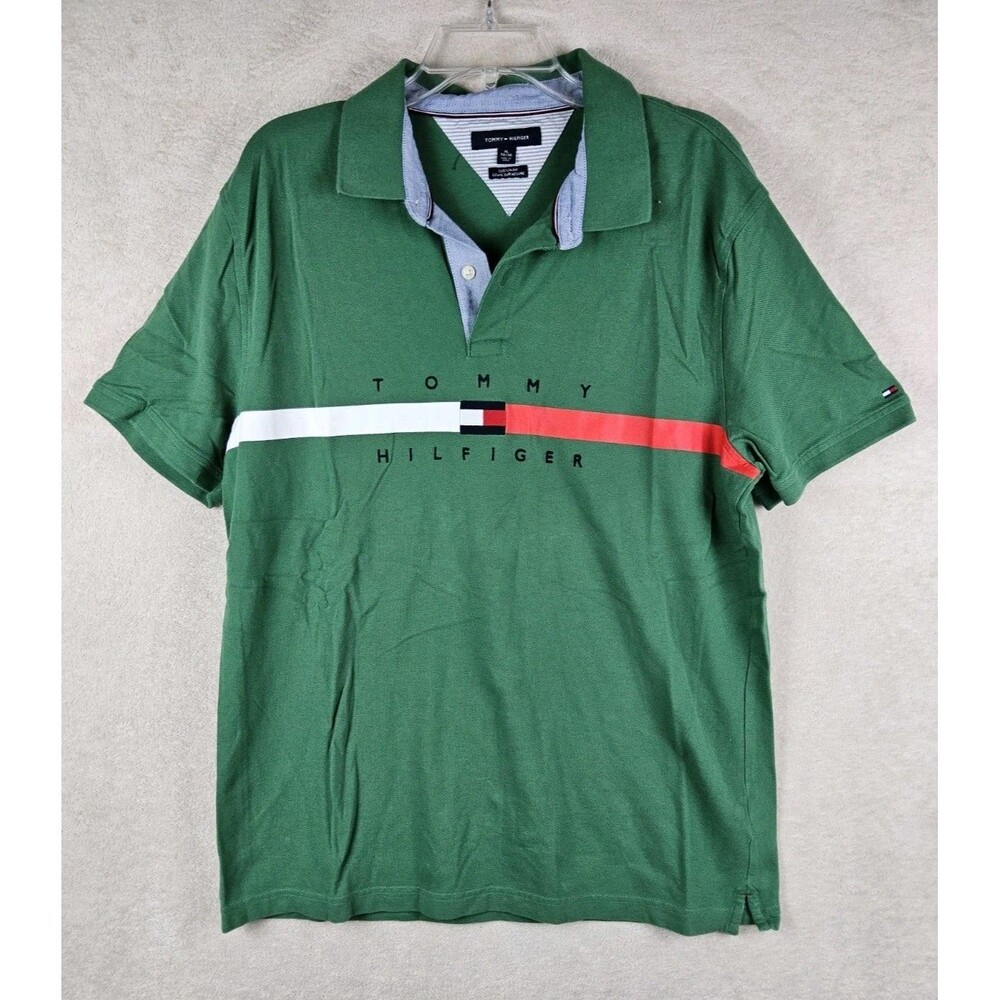Tommy Hilfiger Men's Y2K Short Sleeve Logo Polo Shirt Size XL